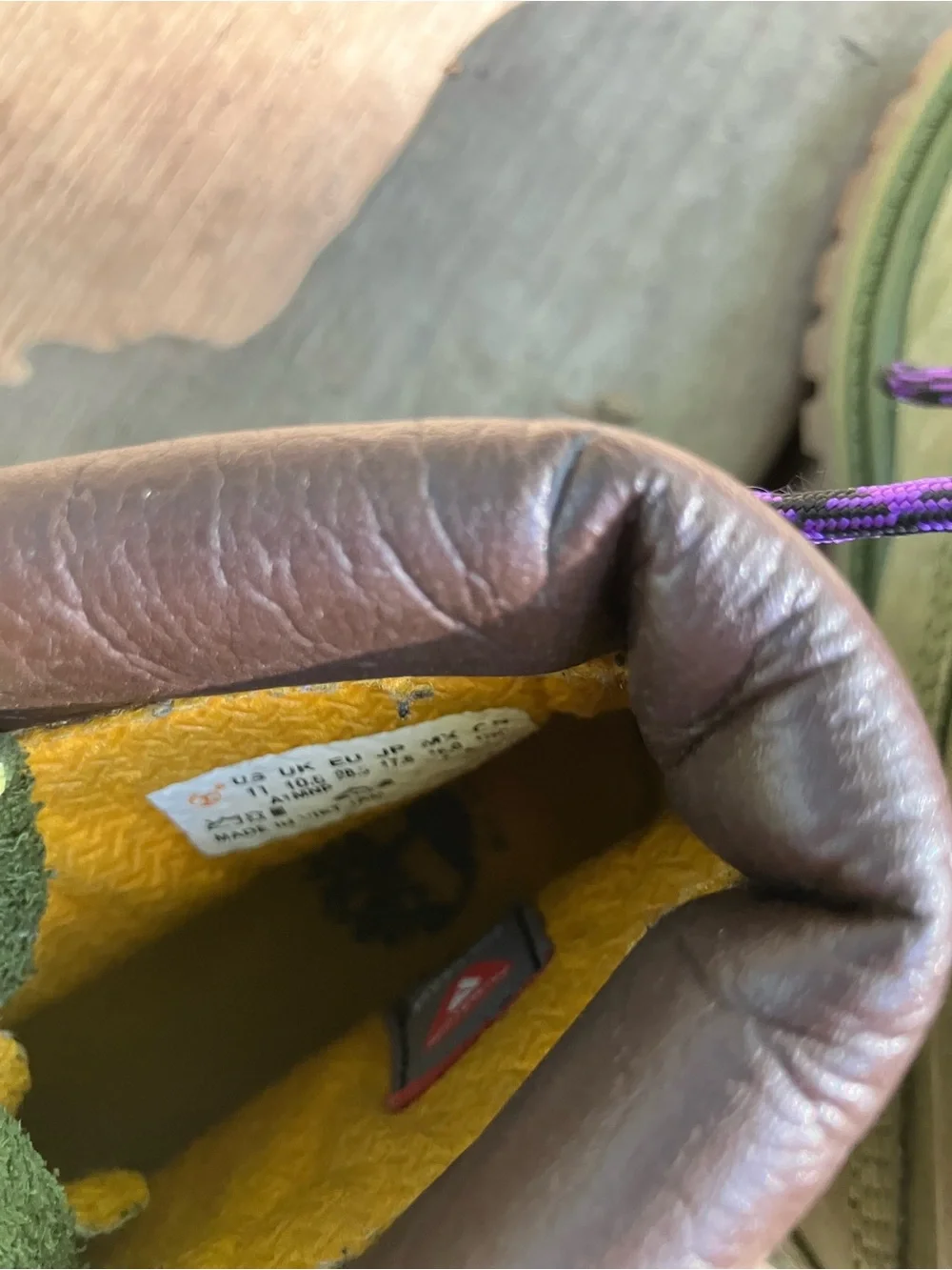 Timberland Green Kids Boots with Purple Laces